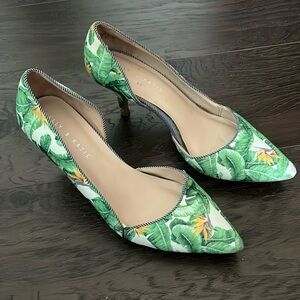 Kelly & Katie Green Tropical Print Pointed Toe Heels